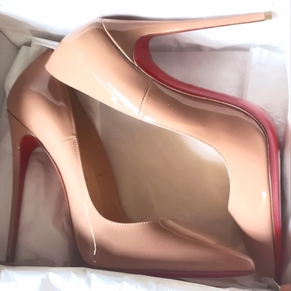 VEUC CHRISTIAN LOUBOUTIN So Kate Pumps Heels 120 Nude Patent Beige 40  8.5 9 9.5 - Picture 3 of 14